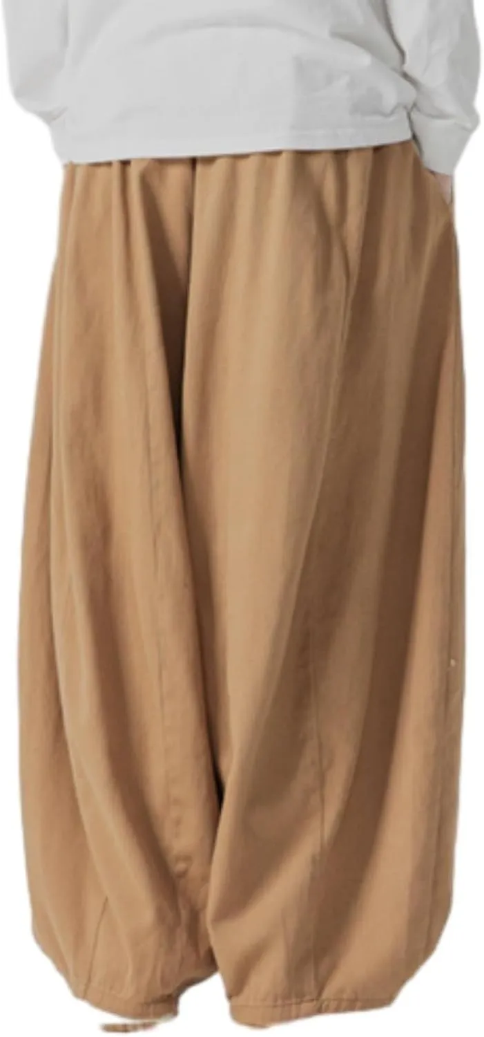 Mens Casual Wide Leg Pants Solid Lounge Oversized Loose Jogging Harem Pants Drawstring Palazzo Trousers with Pockets