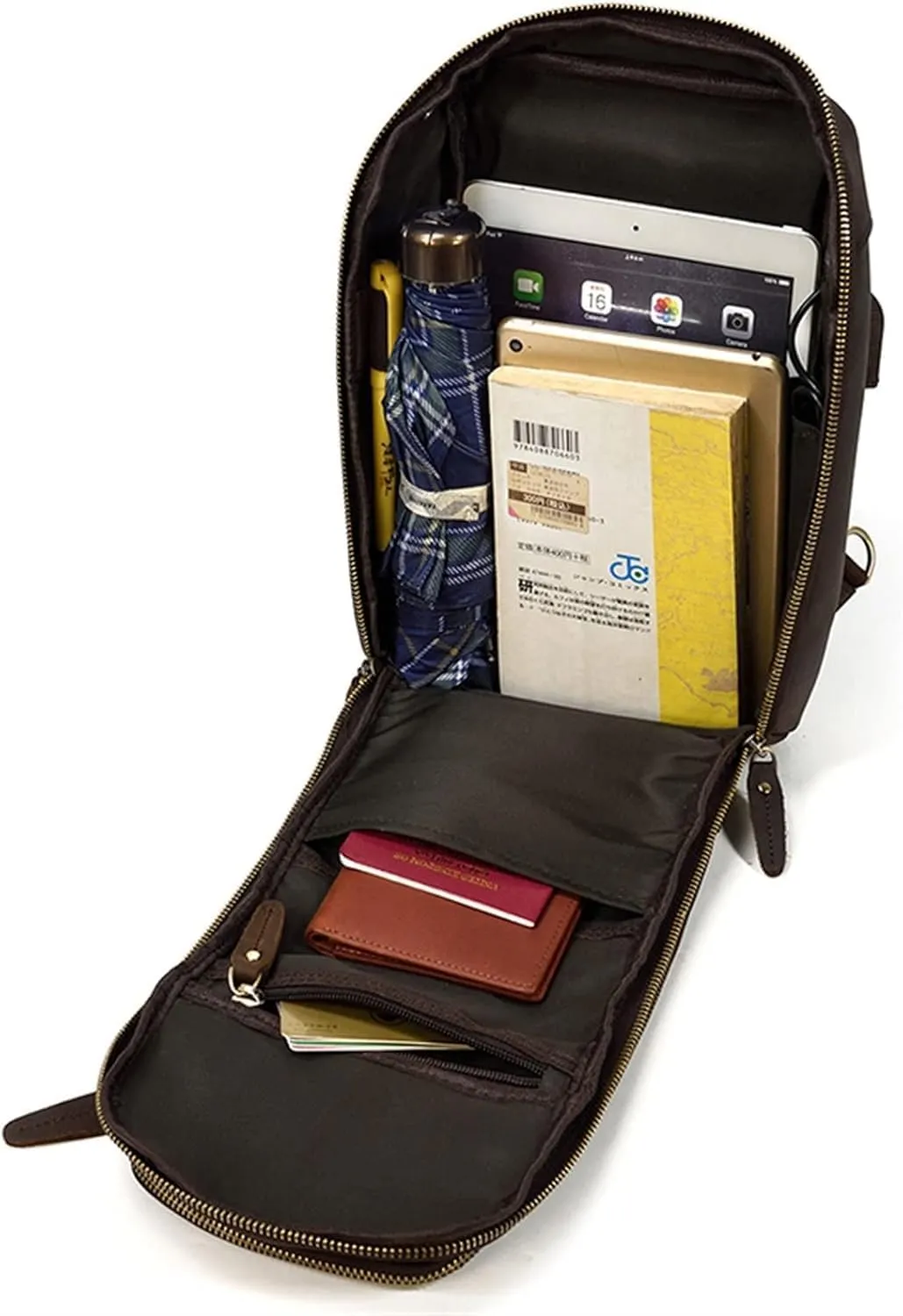 Men's chest bag retro cowhide summer travel suspender shoulder crossbody bag