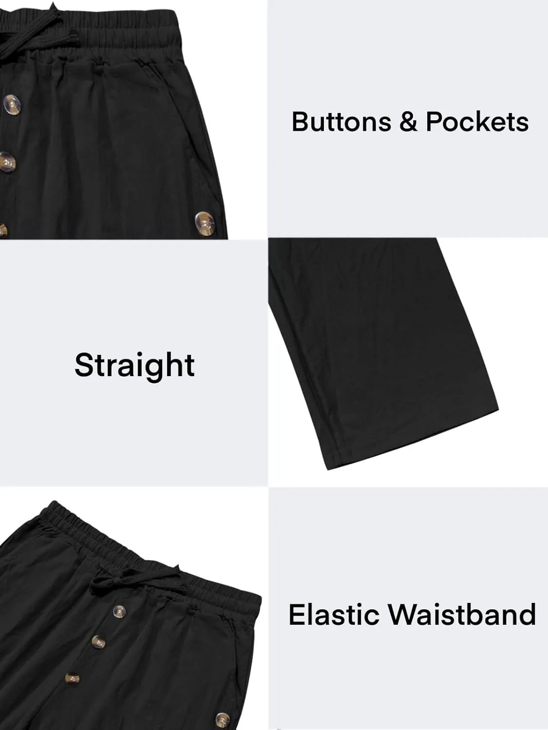 Mens Cotton Linen Pants Casual Summer Vacation Baggy Beach Pants Buttoned Drawstring Yoga Trousers with Pockets