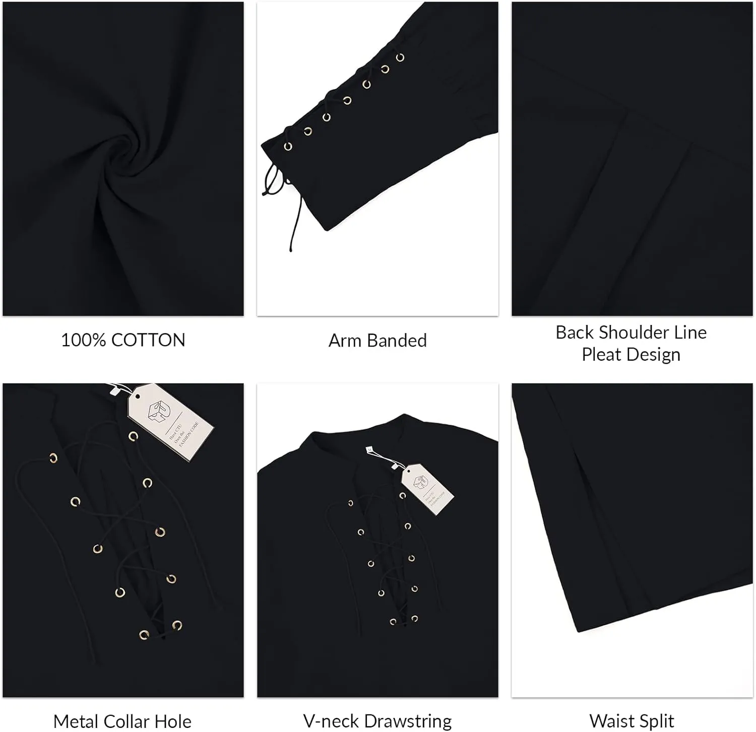 Men's Cotton Linen Shirt Drawstring Arm Banded Tops Medieval Viking Pirate Renaissance Halloween Costume