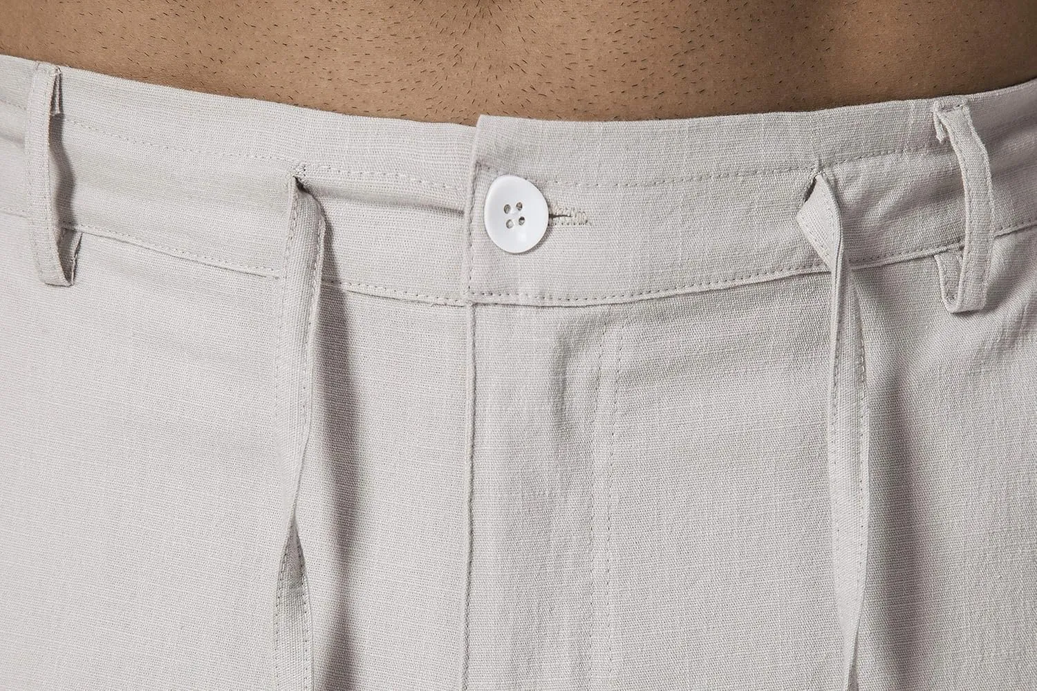 Men's Drawstring Linen Pant Elastic Waist Relaxed-Fit Casual Beach Trousers