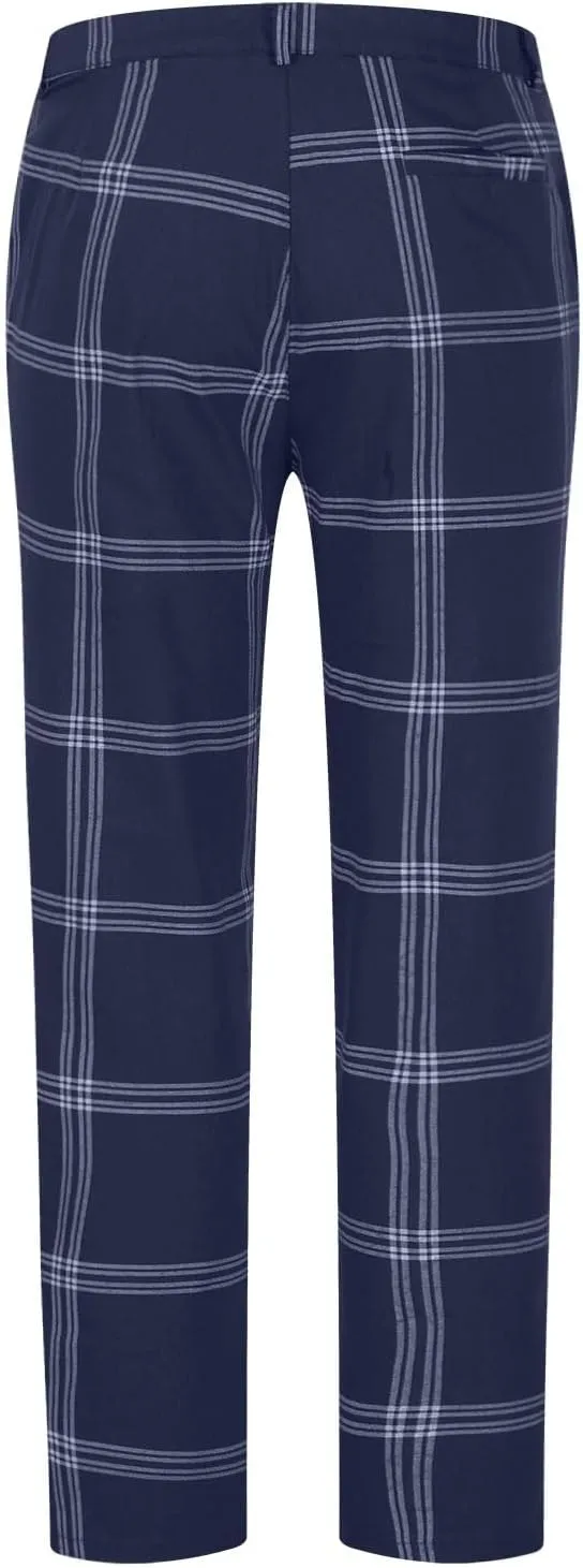 Mens Dress Pants Slim Fit Stretch Fashion Plaid Pant Skinny Leg Striped Button Work Pants Straight Casual Pants