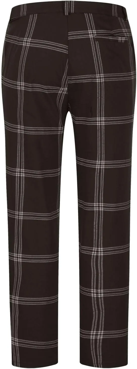 Mens Dress Pants Slim Fit Stretch Fashion Plaid Pant Skinny Leg Striped Button Work Pants Straight Casual Pants