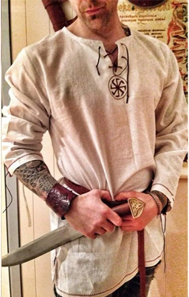 Men's Fashion Cotton Linen Shirt Long Sleeve Solid Color Ethnic Beach Yoga Top