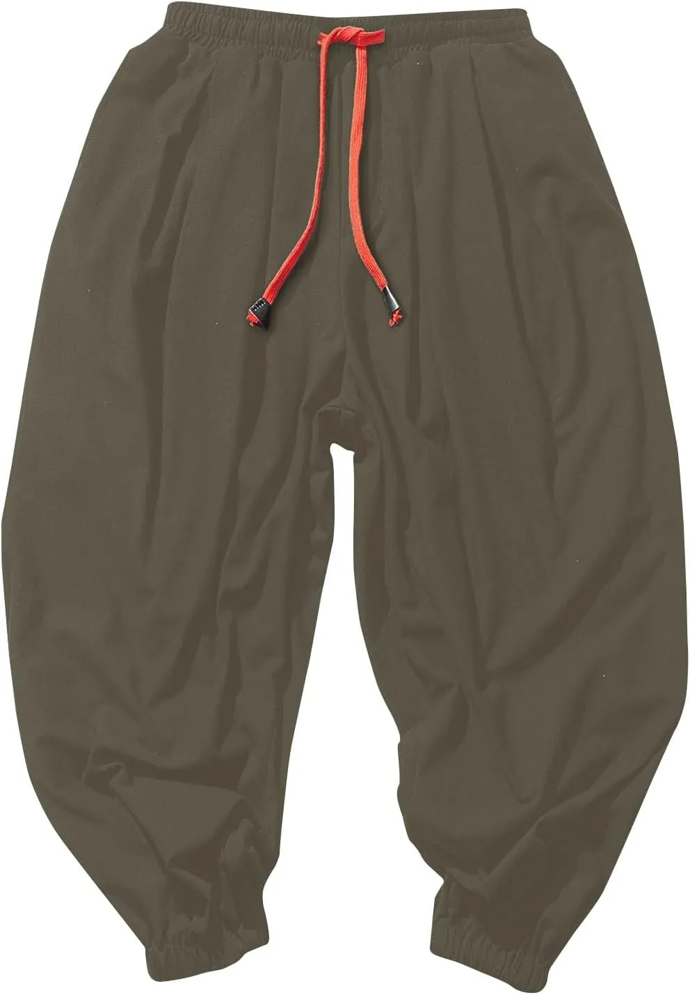Mens Hippie Harem Pants Casual Elastic Drawstring Tapered Pants Solid Color Baggy Yoga Drop Crotch Trouser