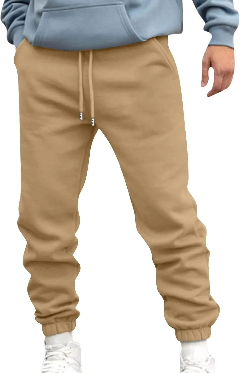 Mens Joggers Sweatpants Slim Fit Workout Training Plain Drawstring Elastic Waist Jogger Pants Cinch Bottom Pants