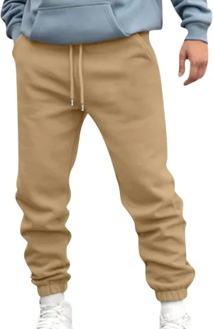 Mens Joggers Sweatpants Slim Fit Workout Training Plain Drawstring Elastic Waist Jogger Pants Cinch Bottom Pants