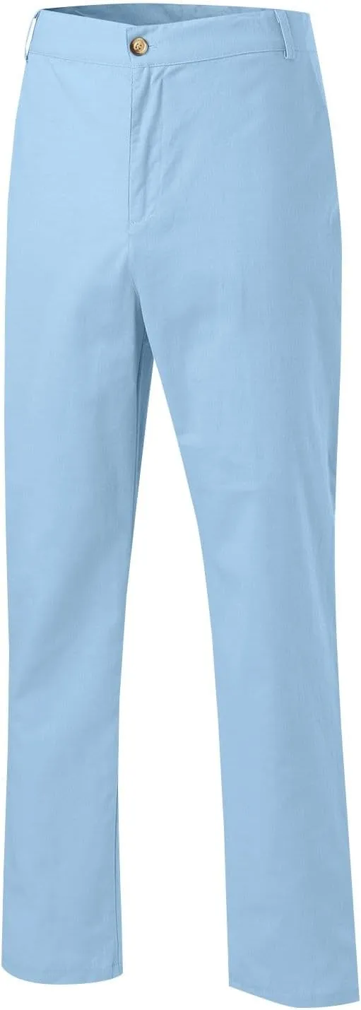 Men's Linen Pants Loose Fit Casual Summer Office Business Dress Pant Lightweight Baggy Beach Plain Vacation Trousers