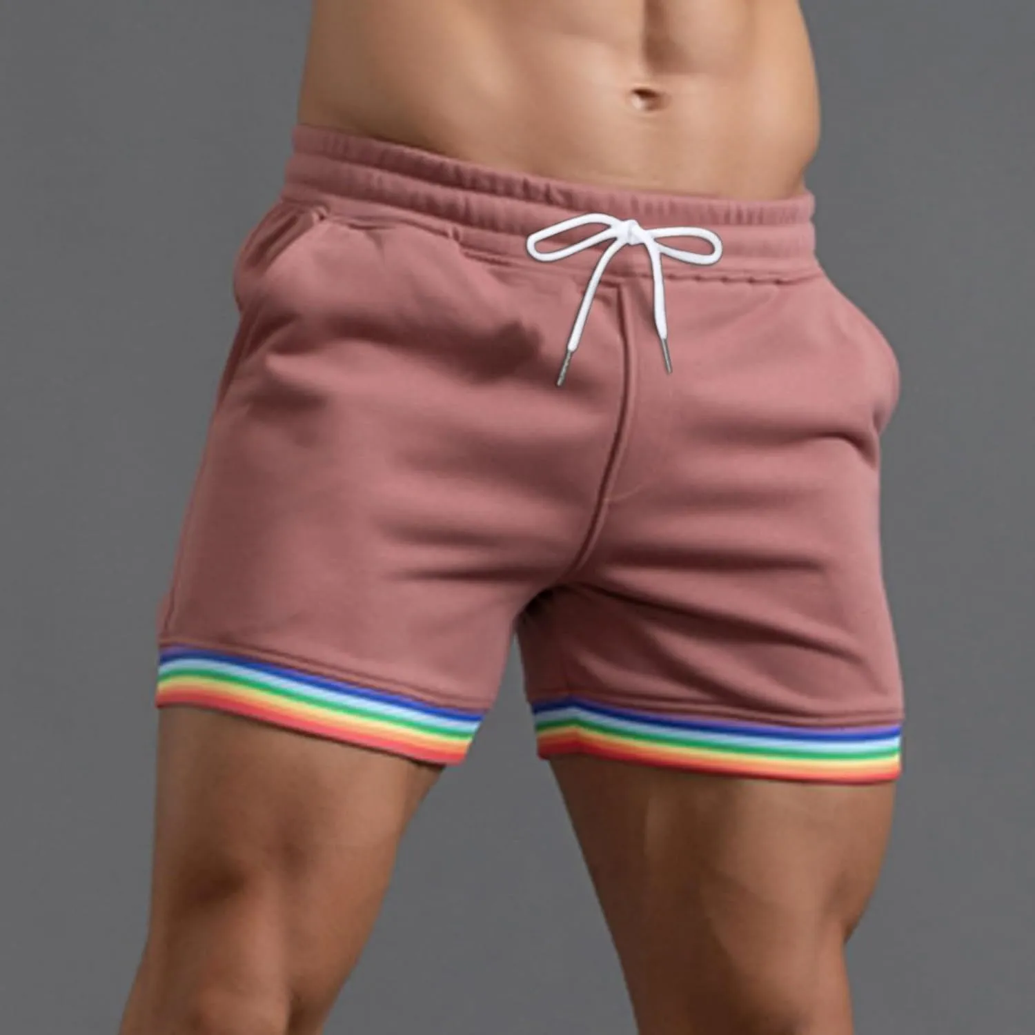 Mens Pride Shorts Casual Elastic Waist Rainbow Short Pants Workout Running Athletic Joggers Drawstring Gym Sweatpants