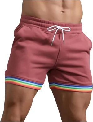 Mens Pride Shorts Casual Elastic Waist Rainbow Short Pants Workout Running Athletic Joggers Drawstring Gym Sweatpants