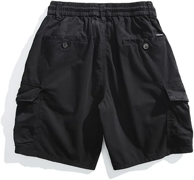 Men's Relaxed Fit Tactical Cargo Shorts Summer Multi Pockets Drawstring Cotton Work Shorts