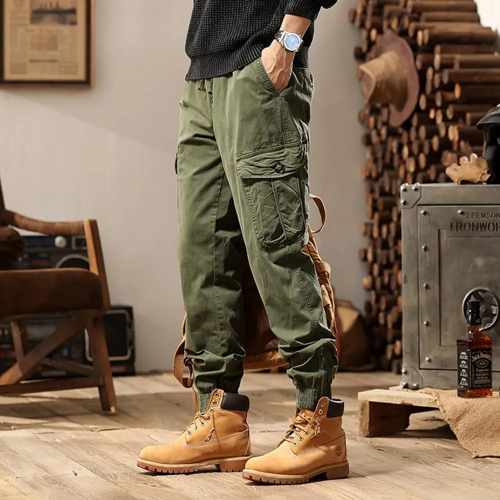 Men's Tactical Cargo Pants Cotton Regular Fit Multi Pockets Work Pants