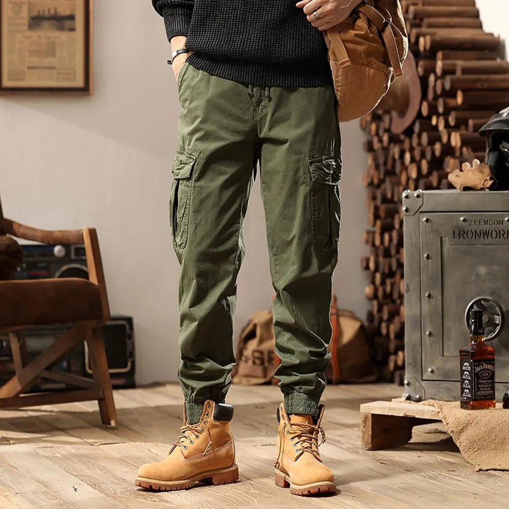 Men's Tactical Cargo Pants Cotton Regular Fit Multi Pockets Work Pants