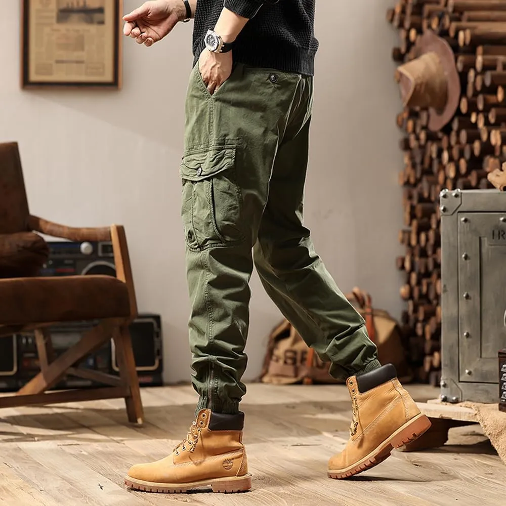 Men's Tactical Cargo Pants Cotton Regular Fit Multi Pockets Work Pants