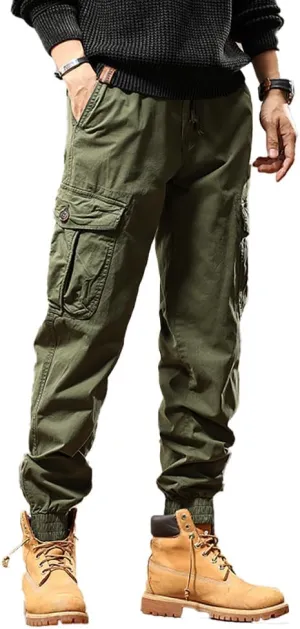 Men's Tactical Cargo Pants Cotton Regular Fit Multi Pockets Work Pants