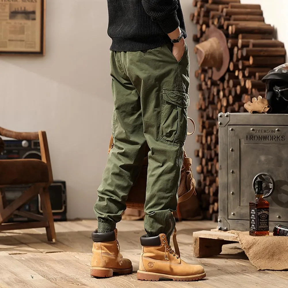 Men's Tactical Cargo Pants Cotton Regular Fit Multi Pockets Work Pants