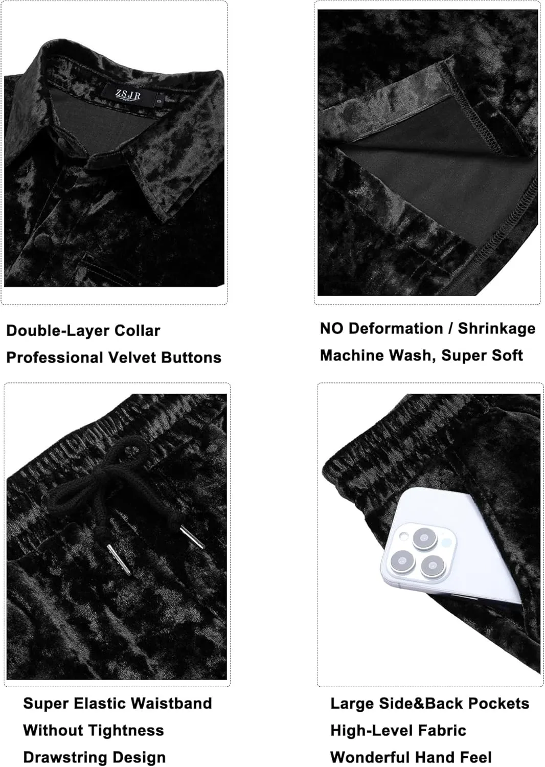 Mens Tracksuit Diamond Velvet Shirts and Shorts Set Fashion Casual 2 Piece Outfits for Men