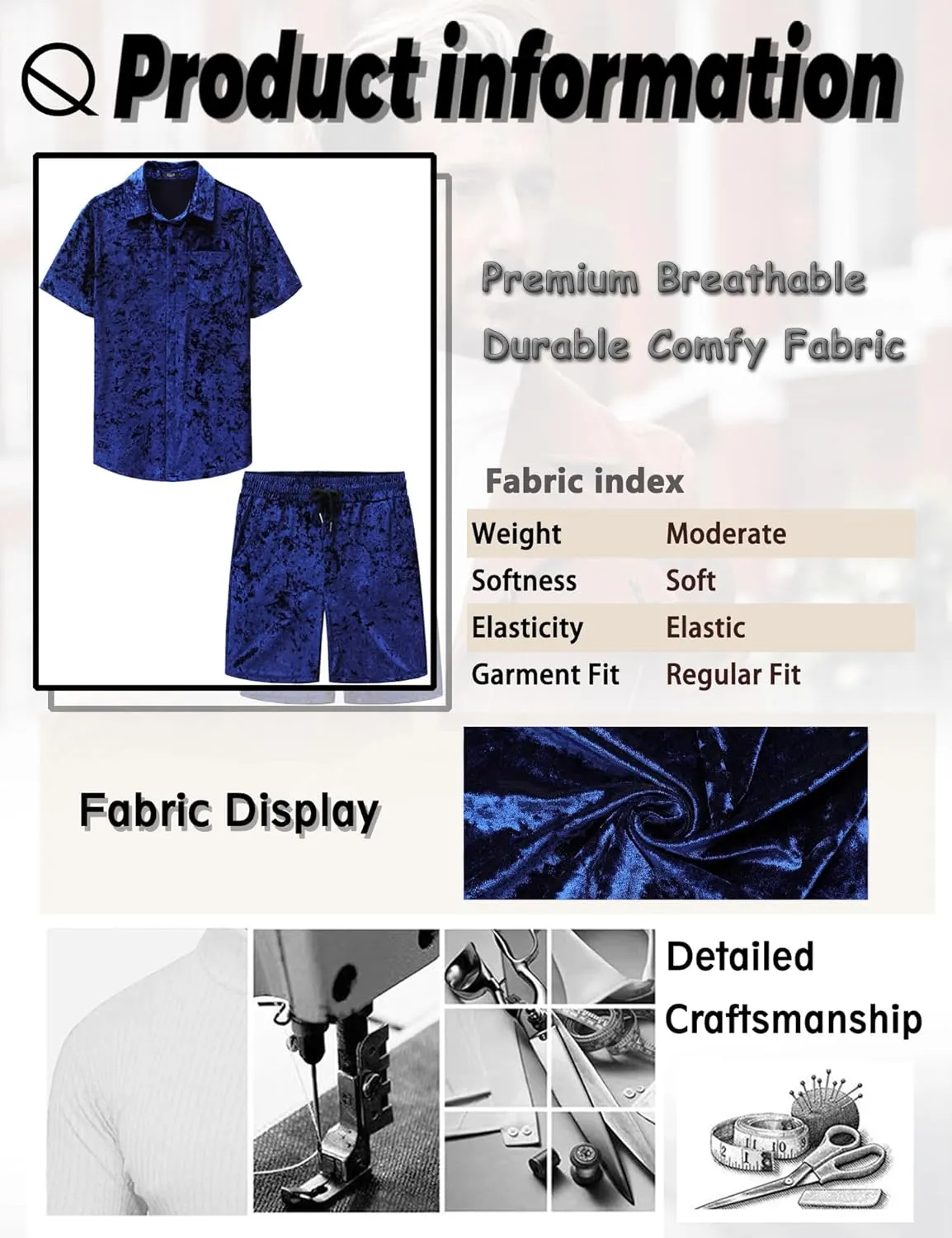 Mens Tracksuit Diamond Velvet Shirts and Shorts Set Fashion Casual 2 Piece Outfits for Men
