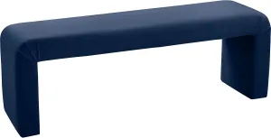 Meridian Furniture Minimalist Collection Modern | Contemporary Velvet Upholstered Bench, 53" W x 14.75" D x 18.25" H, Navy