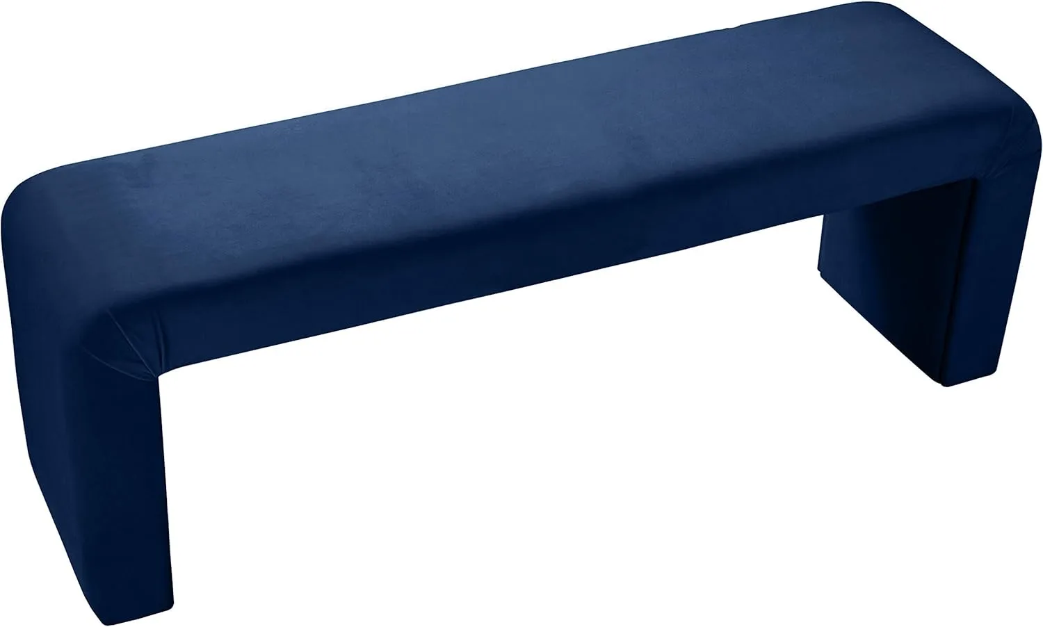 Meridian Furniture Minimalist Collection Modern | Contemporary Velvet Upholstered Bench, 53" W x 14.75" D x 18.25" H, Navy