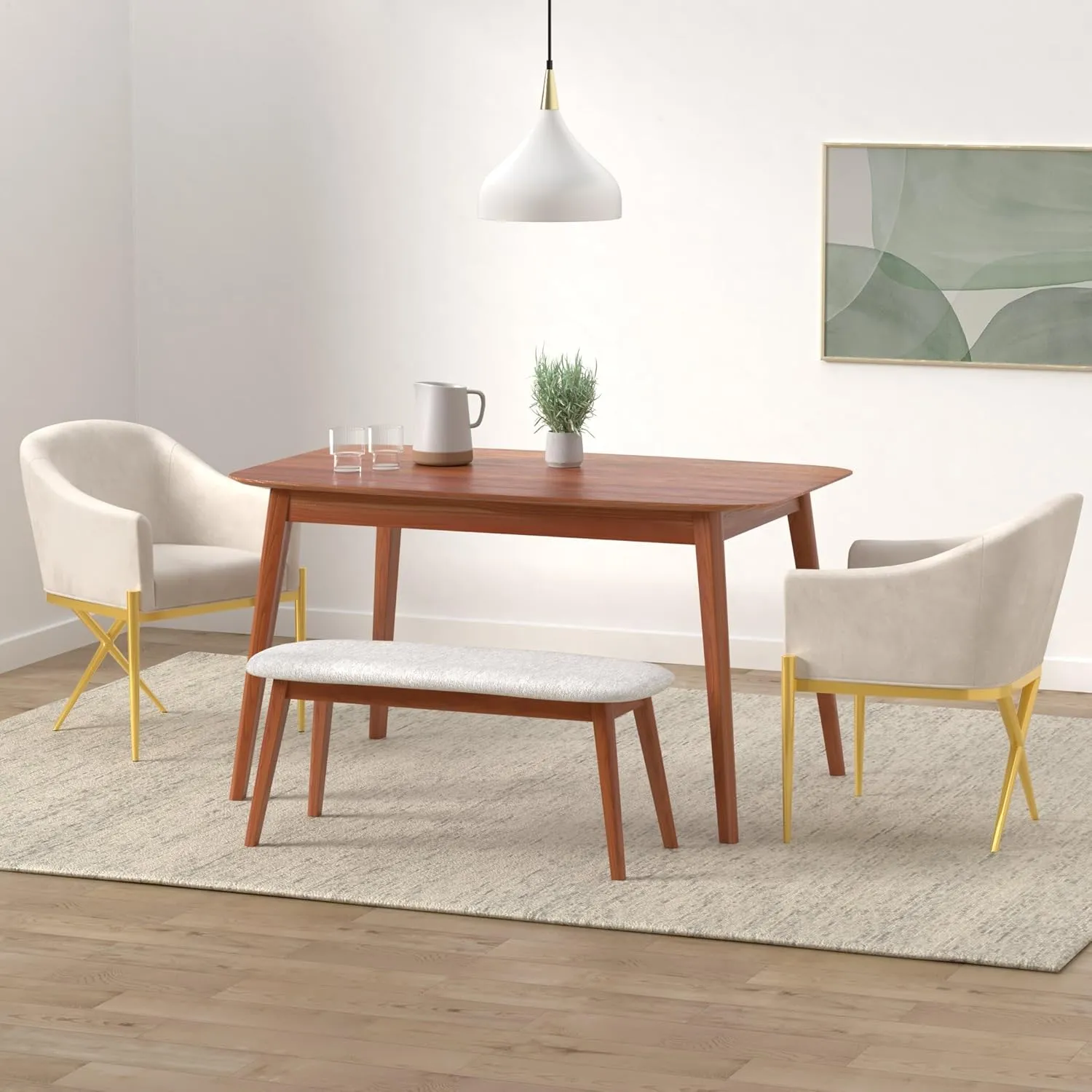 Meridian Furniture Xavier Collection Modern | Contemporary Velvet Upholstered Dining Chair with Sturdy Steel X Shaped Legs, 25.5" W x 24.5" D x 31.5" H, Cream