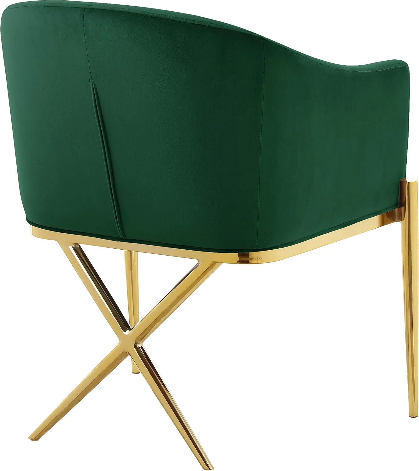 Meridian Furniture Xavier Collection Modern | Contemporary Velvet Upholstered Dining Chair with Sturdy Steel X Shaped Legs, 25.5" W x 24.5" D x 31.5" H, Green