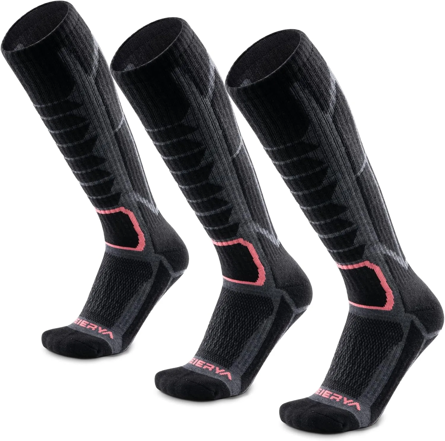 Merino Wool Ski Socks for Men & Women, Knee-High Winter Thermal Snowboarding Socks Packs