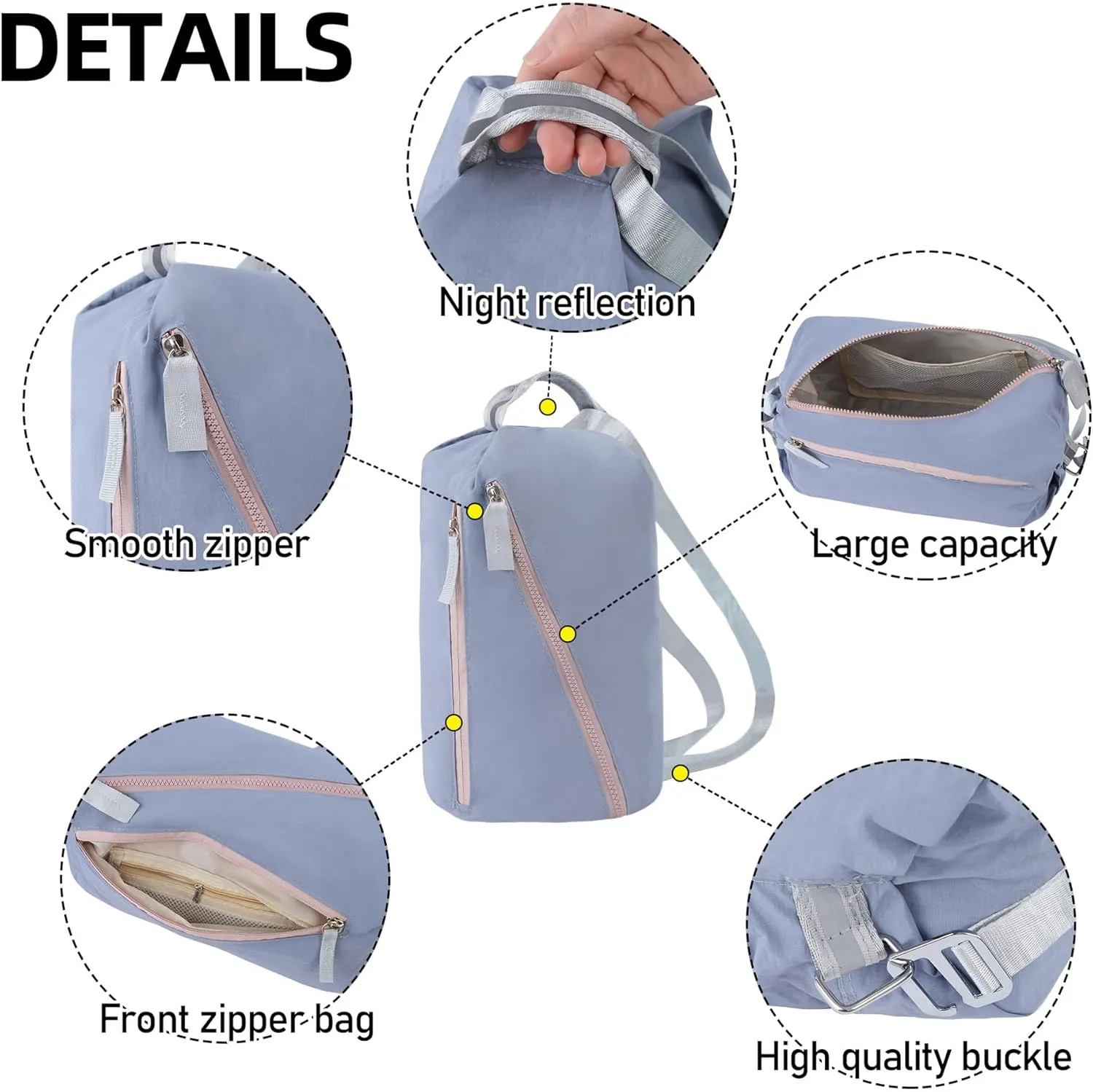 Messenger bag multifunctional backpack large capacity chest bag(Pink)