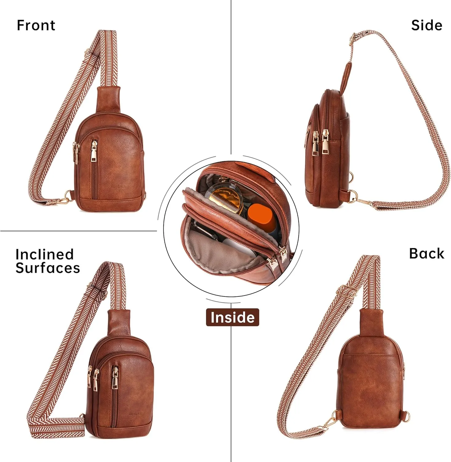 MHCNLL Small Sling Bag RFID Crossbody Purse for Women - Anti Theft Fanny Pack Chest Bag for Travel