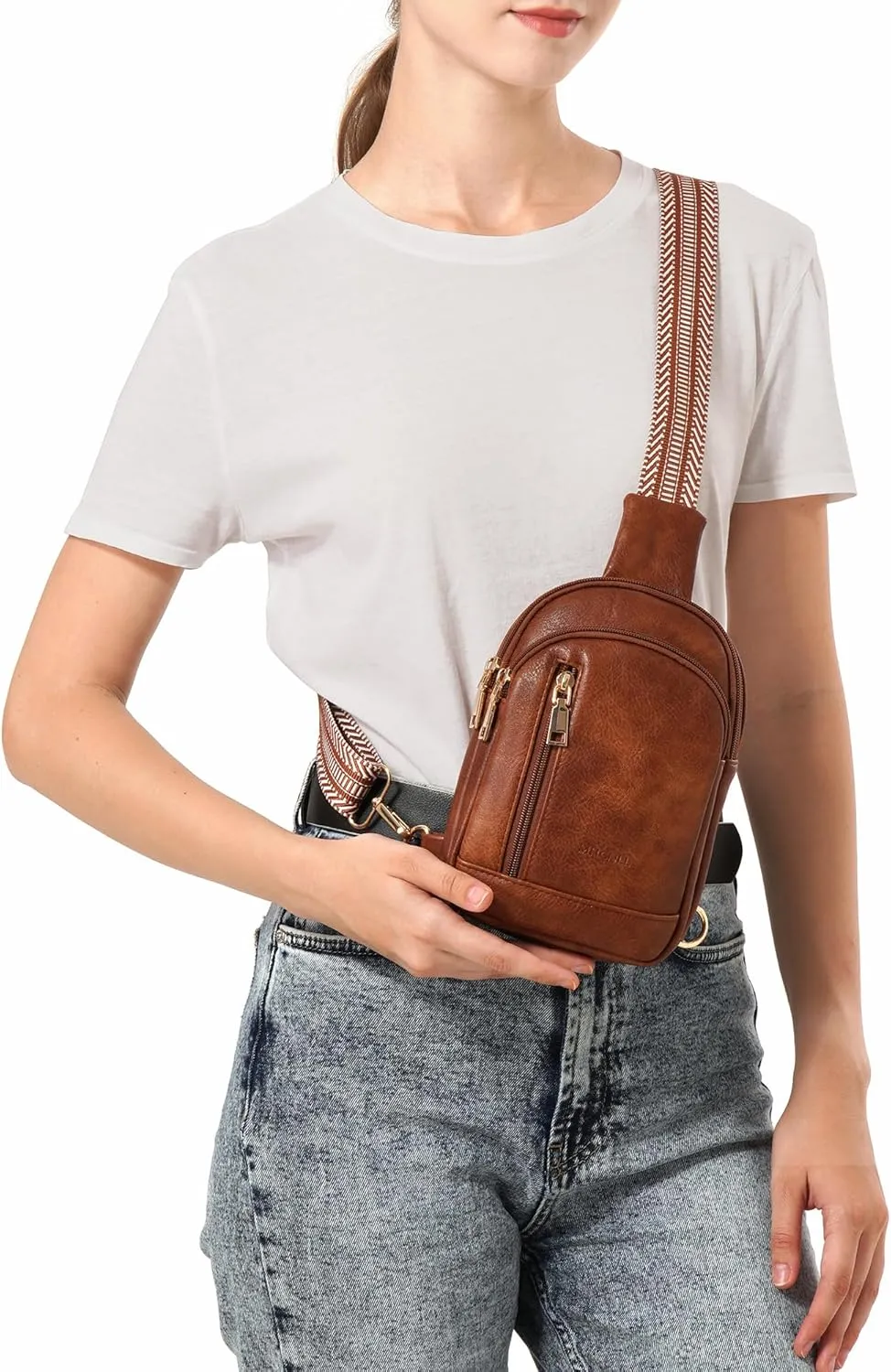 MHCNLL Small Sling Bag RFID Crossbody Purse for Women - Anti Theft Fanny Pack Chest Bag for Travel