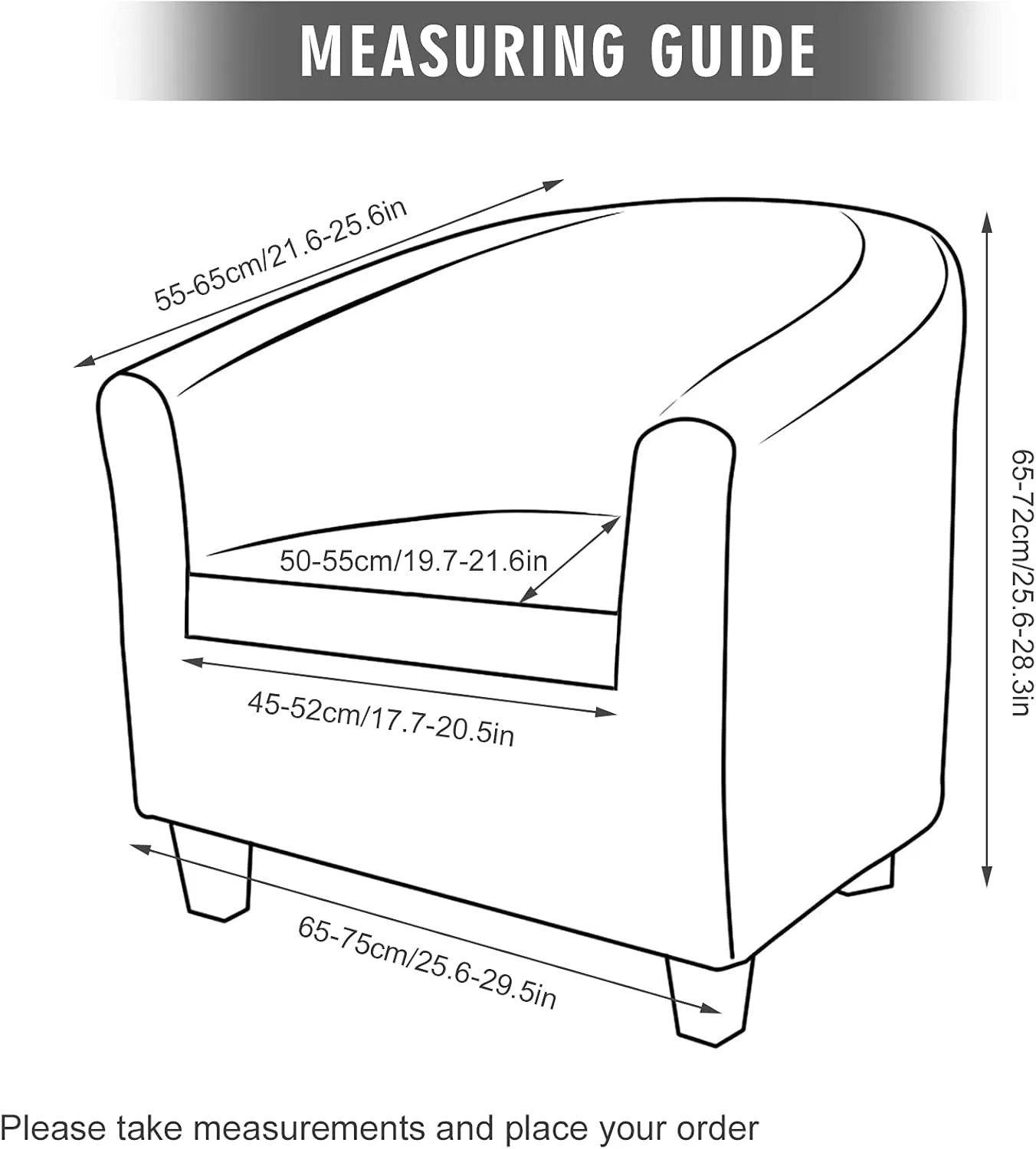 MIFXIN 2 Pieces Velvet Tub Chair Covers with Cushion Cover Stretch Soft Removable Tub Chair Slipcovers Armchair Sofa Couch Furniture Protector for Living Room Club Bar Counter (Black)