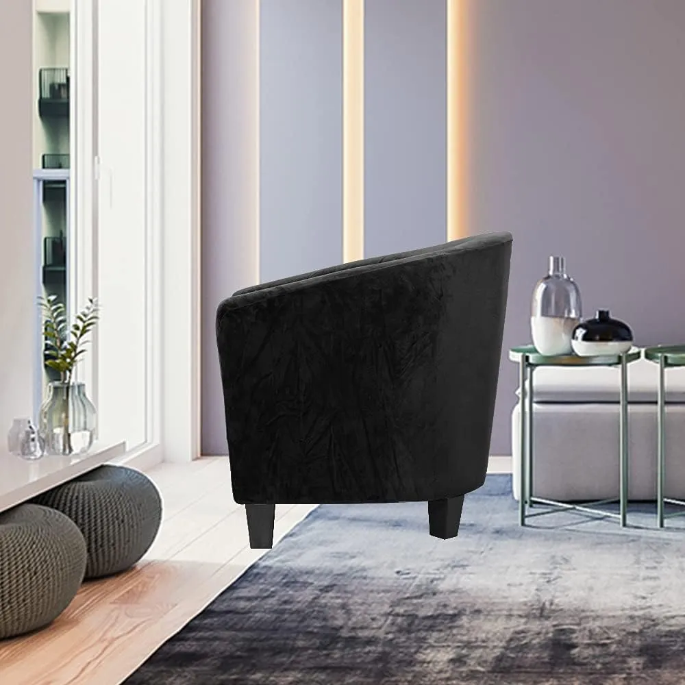 MIFXIN 2 Pieces Velvet Tub Chair Covers with Cushion Cover Stretch Soft Removable Tub Chair Slipcovers Armchair Sofa Couch Furniture Protector for Living Room Club Bar Counter (Black)