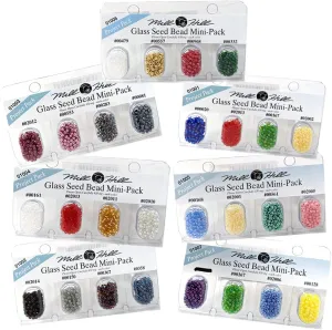 Mil Hill Glass Seed Bead Mini Packs-7 Packs (01001-01007) 28 Assorted Colors. Plus Decorative 'Needleworker' Sticker