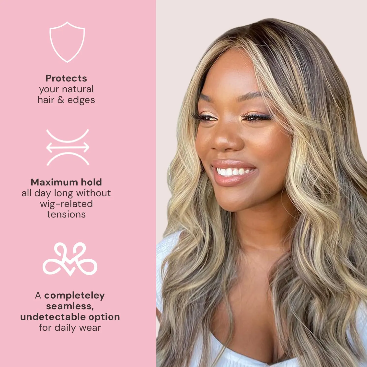 MILANO COLLECTION Wigrip, Premium Lace Wig Band for Women, Fully Adjustable & Reinforced Lace Wig Grip Band by Hairline, Comfortable and Secure Glueless Velvet Headband, Chocolate Brown, 2 Pack