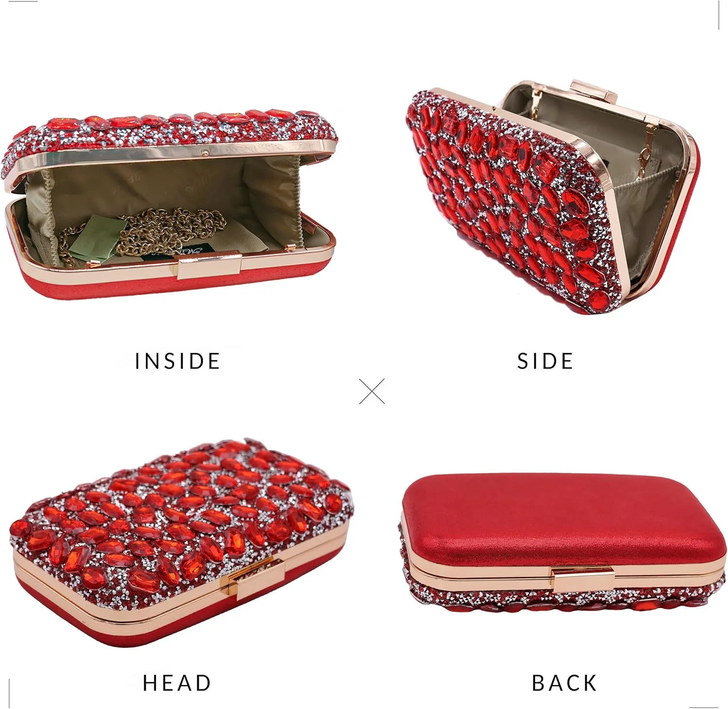 Milisente Clutch Purses For Women Crystal Clutches Evening Bags Gemstone Clutch Purse For Wedding Formal