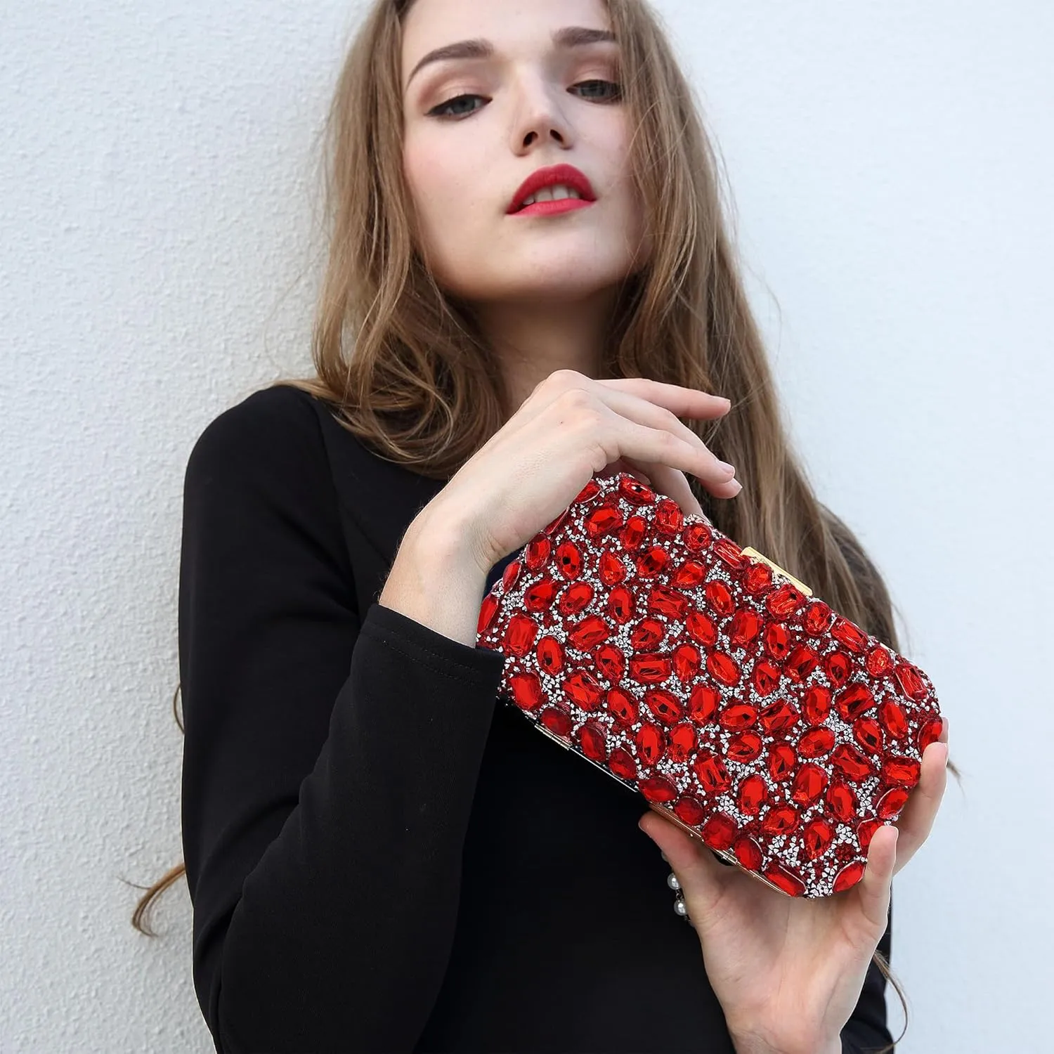Milisente Clutch Purses For Women Crystal Clutches Evening Bags Gemstone Clutch Purse For Wedding Formal