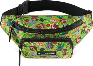 Minecraft Boys Fashion Waist Pack with Adjustable Strap, Creeper Travel Bag - Gamer Gifts (Multi)