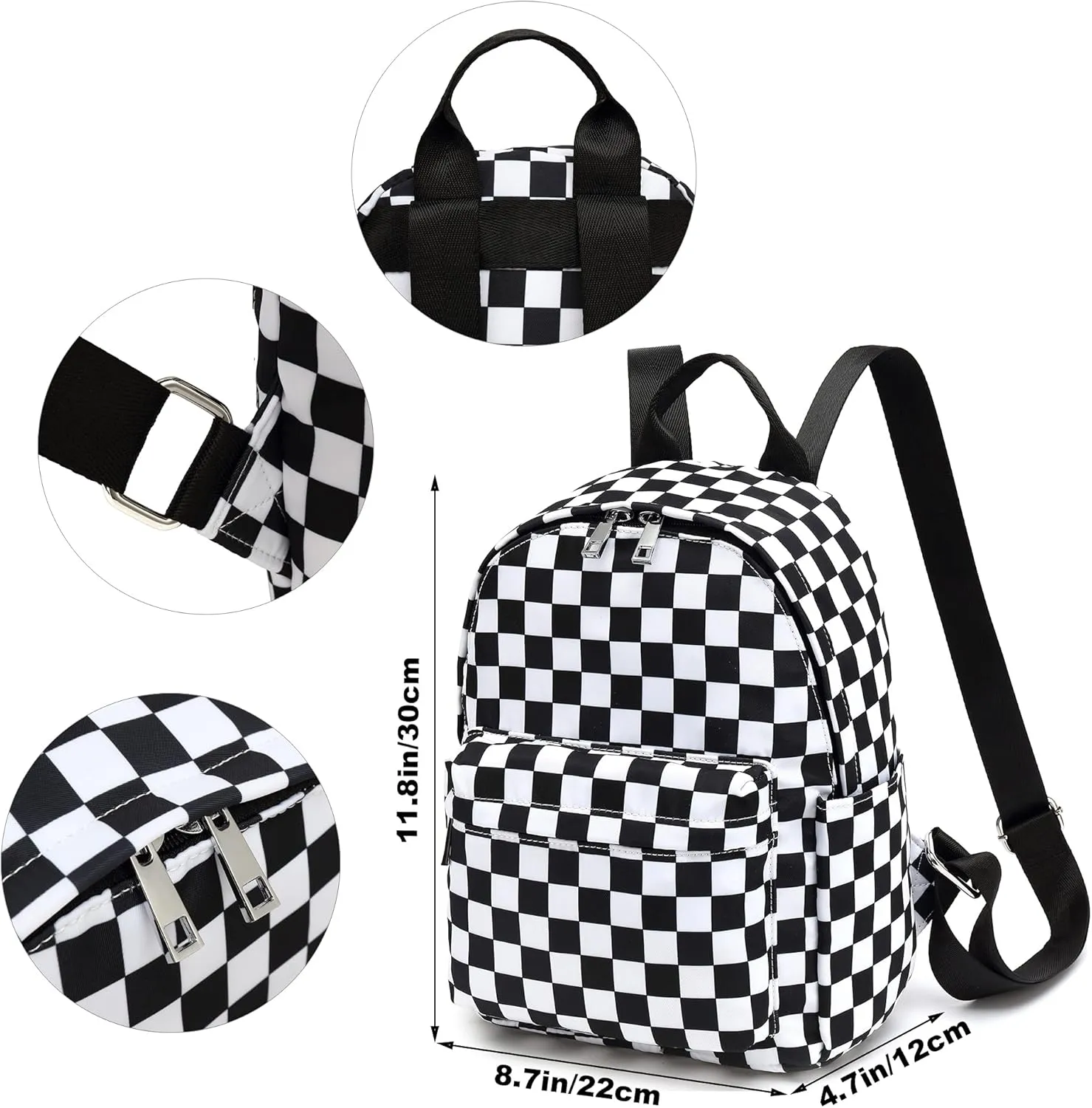 Mini Backpack Purse for Women Girls, Small Backpack for Teens Kids School Travel (Checkered)