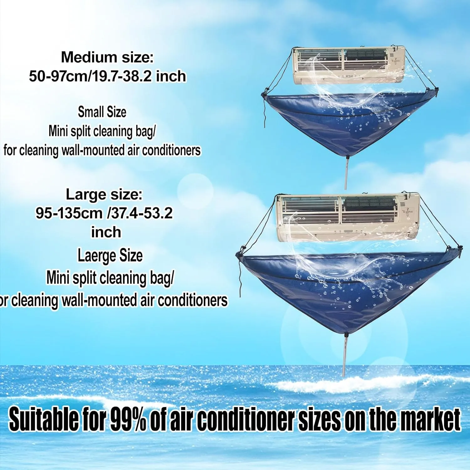 Mini Split Cleaning System with Stand,27PCS Mini Split Cleaning Bag Kit,Mini Split Cleaner(Blue,Large Size)