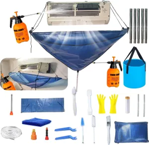 Mini Split Cleaning System with Stand,27PCS Mini Split Cleaning Bag Kit,Mini Split Cleaner(Blue,Large Size)