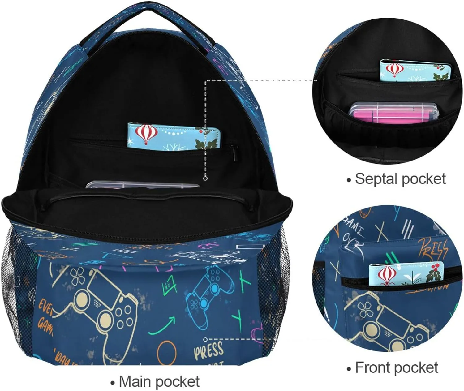 MNSRUU Toddler Backpack for Boys Girls Ages 5-13 Child Backpack Video Game Controller School Bag