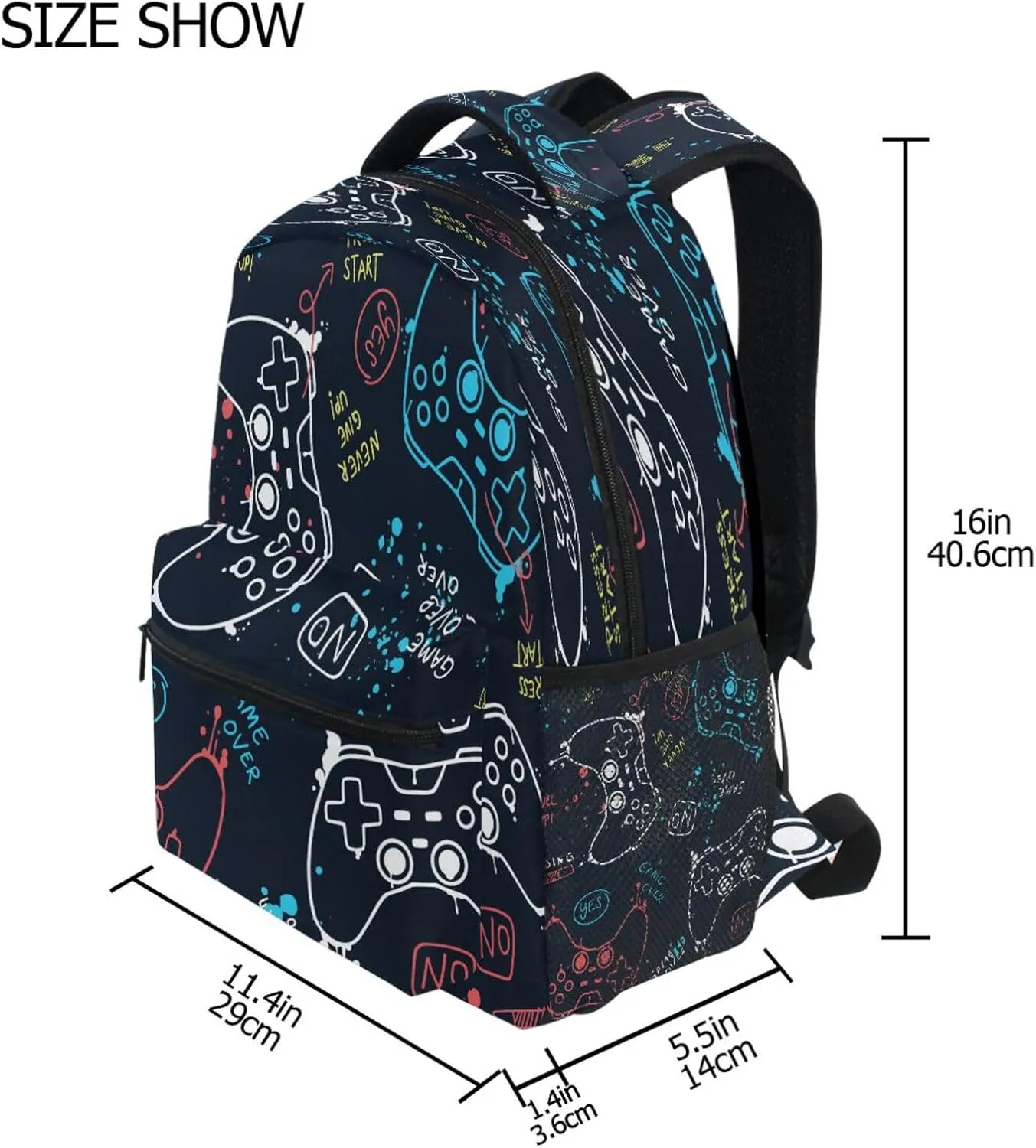 MNSRUU Video Game Backpack for 1th- 6th Grade Boy Girl,School Backpack Gamepad Toddler Bookbag
