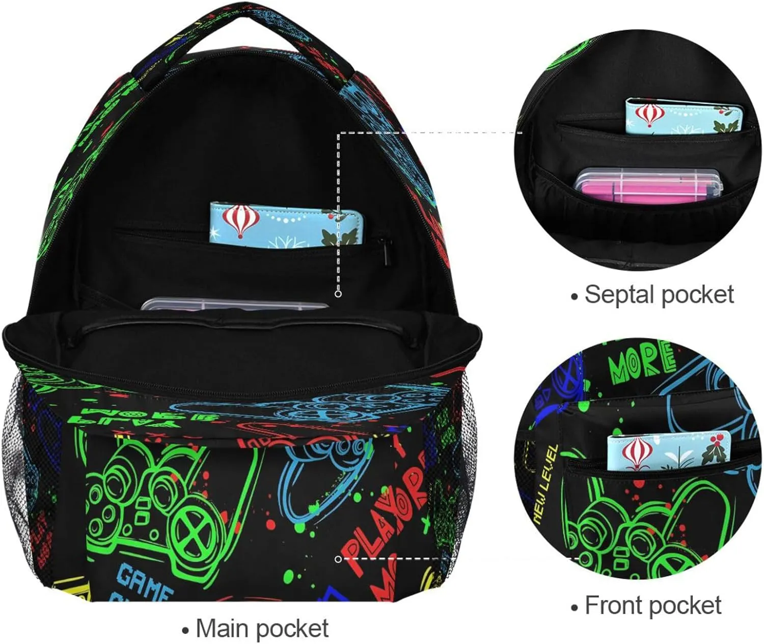MNSRUU Video Game Backpack for School Elementary,Kid Bookbag Video Game Controller Toddler Backpack