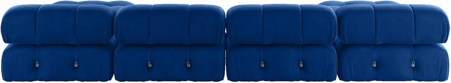 Modern Velvet Sectional Sofa, U Shape Minimalist Modular 6-Seater Couch with 2-Ottomans for Living Room Office Apartment (138in/Blue)