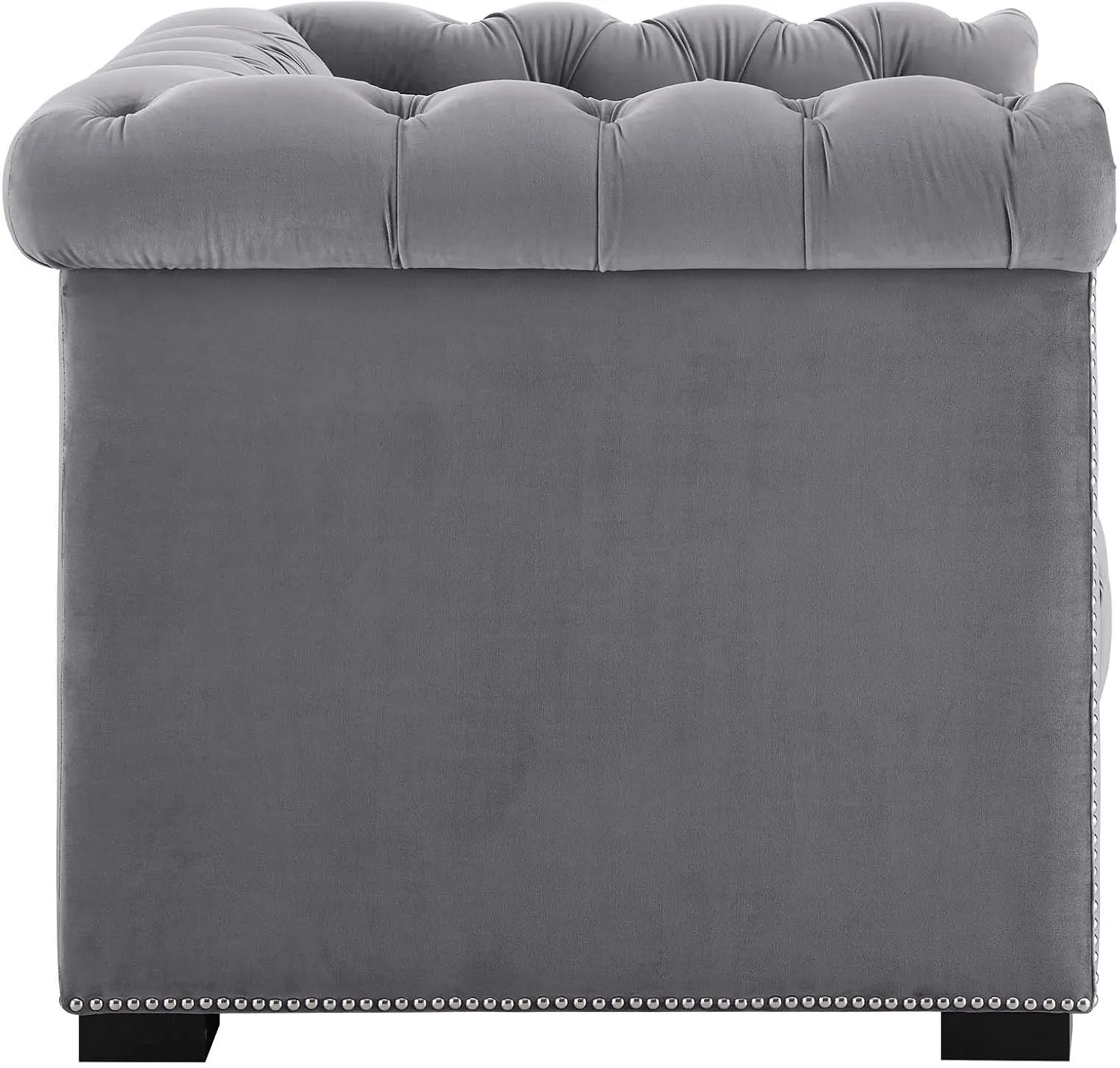 Modway Heritage Tufted Velvet Modern Chesterfield Lounge with Nailhead Trim, Armchair, Gray