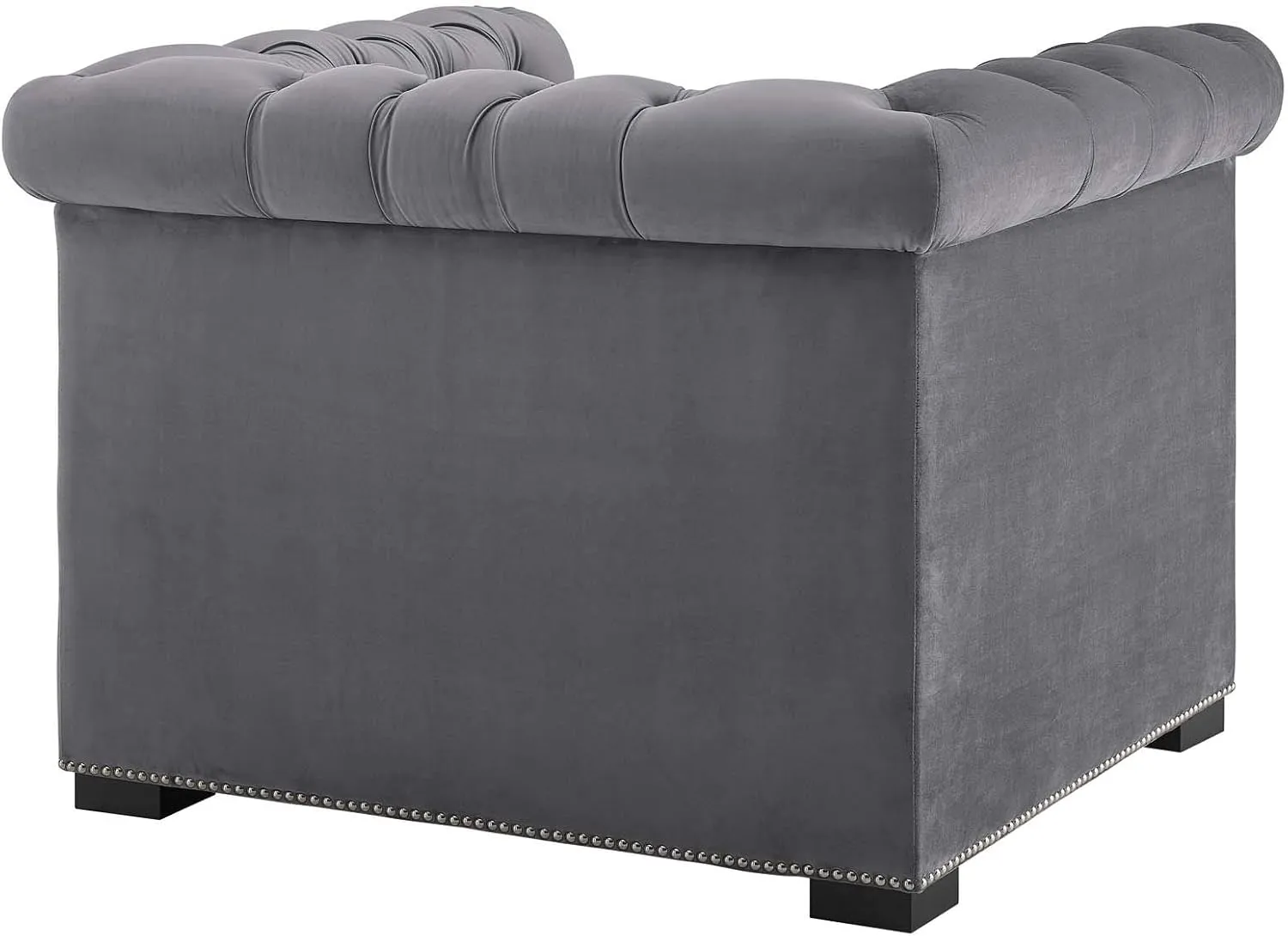Modway Heritage Tufted Velvet Modern Chesterfield Lounge with Nailhead Trim, Armchair, Gray