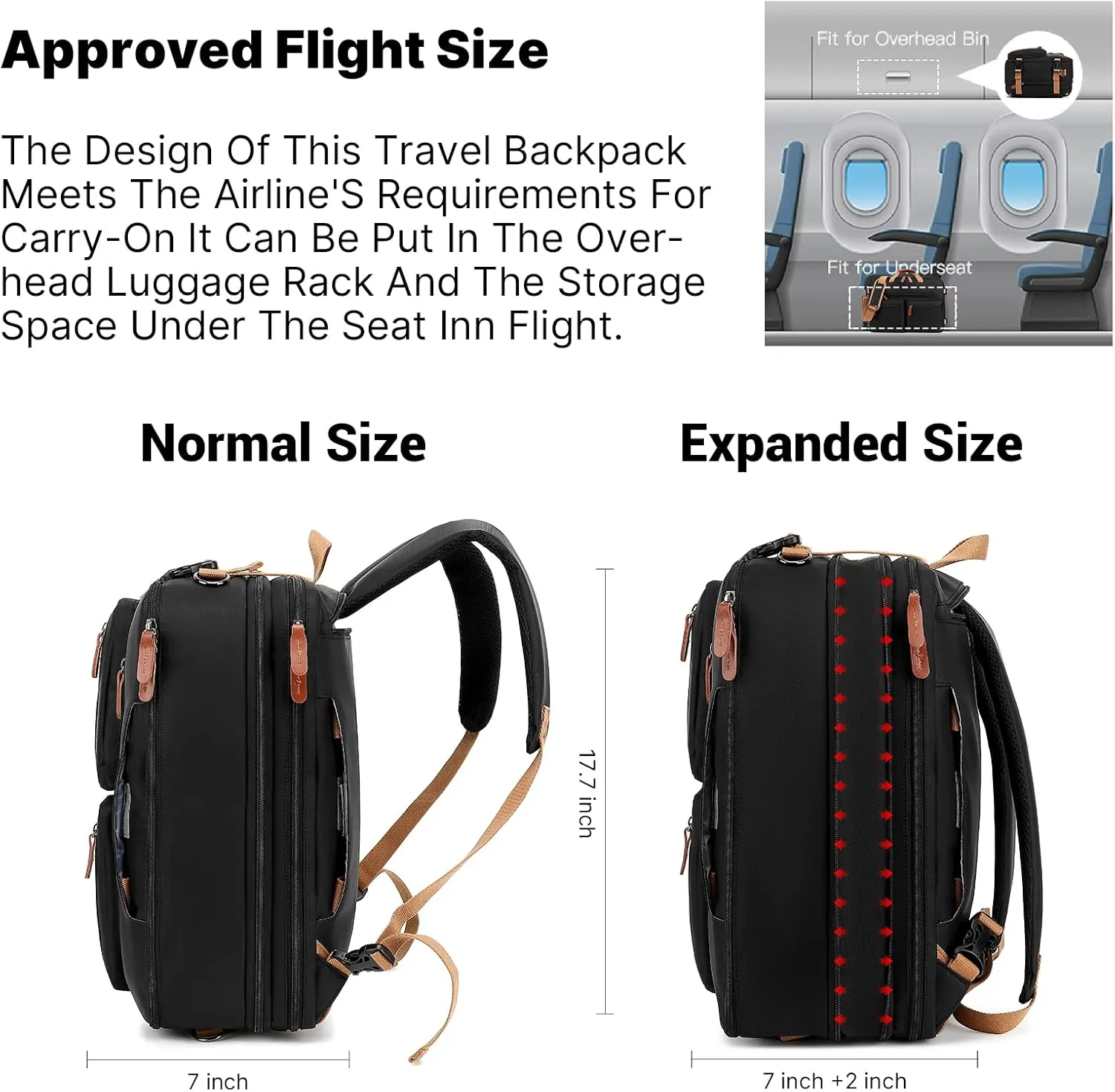MOLNIA Expandable Laptop Backpack, 3 in 1 Laptop Bag, 17.3 inch Computer Backpack, Multi-functional Travel Bag, 2022 New Version for Business Casual Travel College School, Men/Women,Black