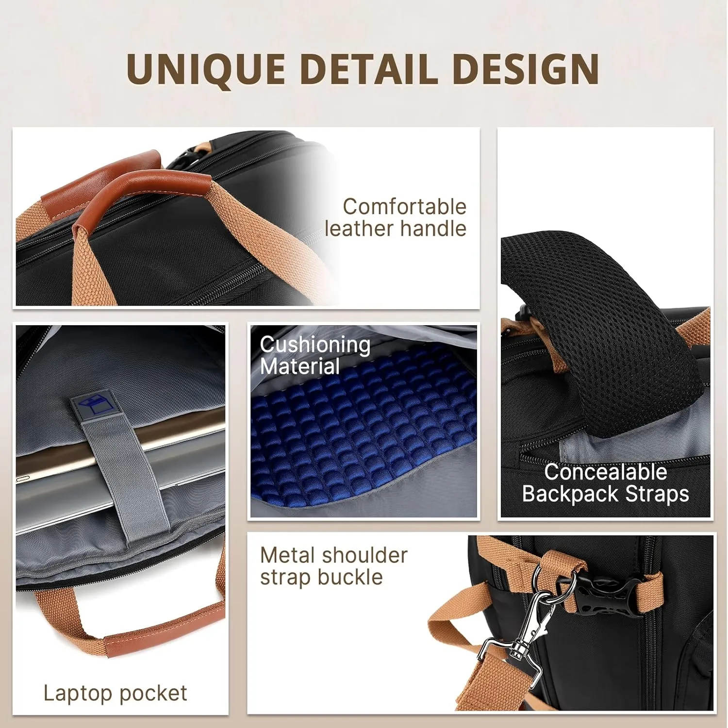 MOLNIA Expandable Laptop Backpack, 3 in 1 Laptop Bag, 17.3 inch Computer Backpack, Multi-functional Travel Bag, 2022 New Version for Business Casual Travel College School, Men/Women,Black
