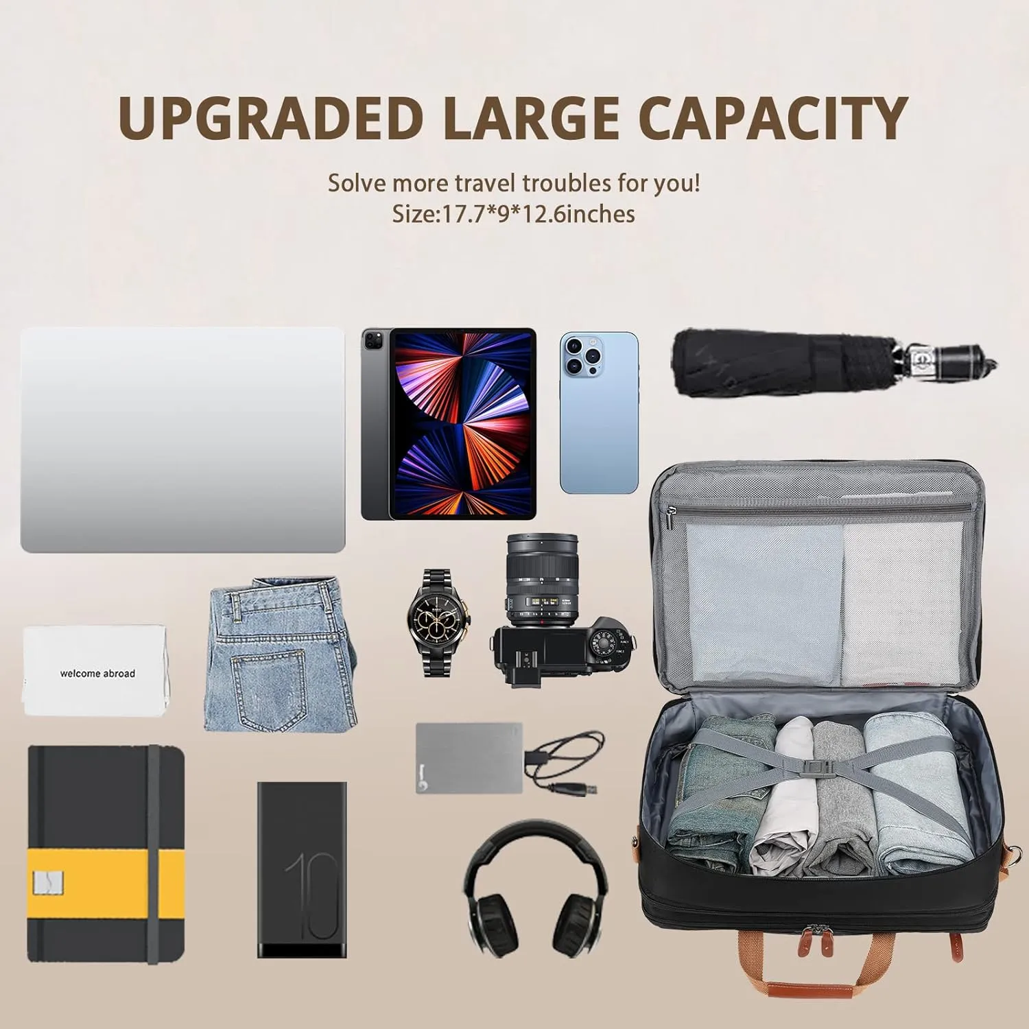 MOLNIA Expandable Laptop Backpack, 3 in 1 Laptop Bag, 17.3 inch Computer Backpack, Multi-functional Travel Bag, 2022 New Version for Business Casual Travel College School, Men/Women,Black