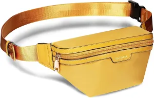 MOLSHINE Fanny Pack for Men Women, Crossbody Waist Bag, Belt Bag for Travel Walking Running Hiking Cycling, Easy Carry Any Phone,Wallet (Yellow Brown)
